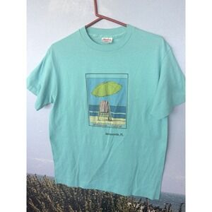 Vintage Single Stitch Florida Beach Club Shirt Umbrella USA Made